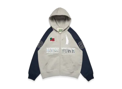 DENIM TEARS Libertas Rugby Zip Hoodie "Grey/Blue"