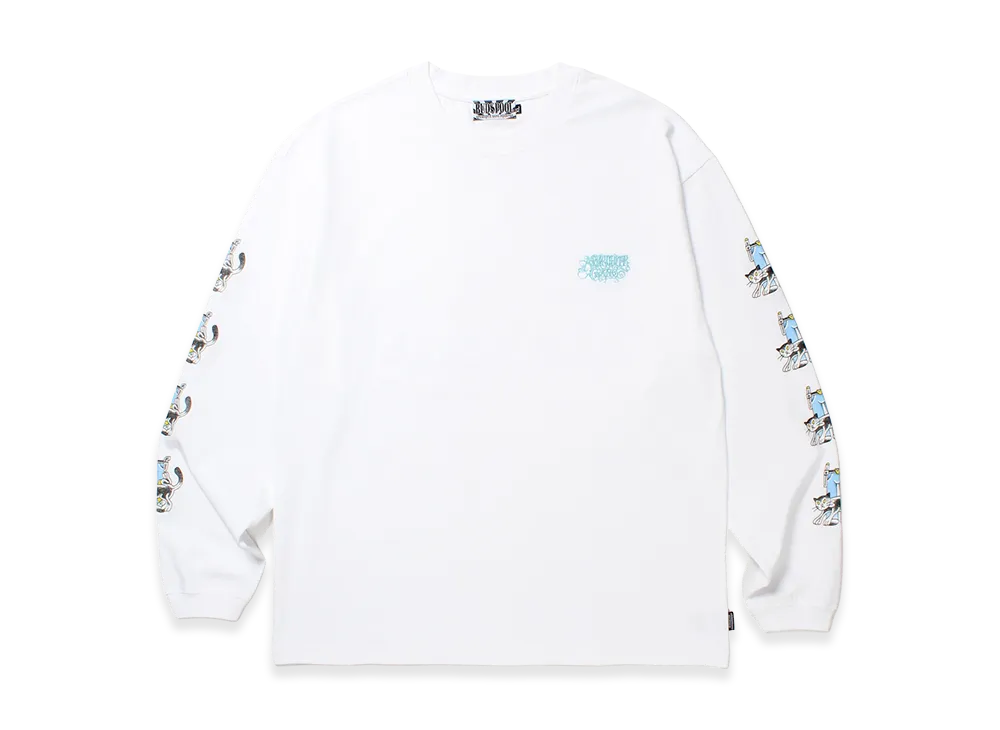 APHRODITEGANG UE The Parlour x Budspool Cat L/S Tee (Type-1) "White/Blue"