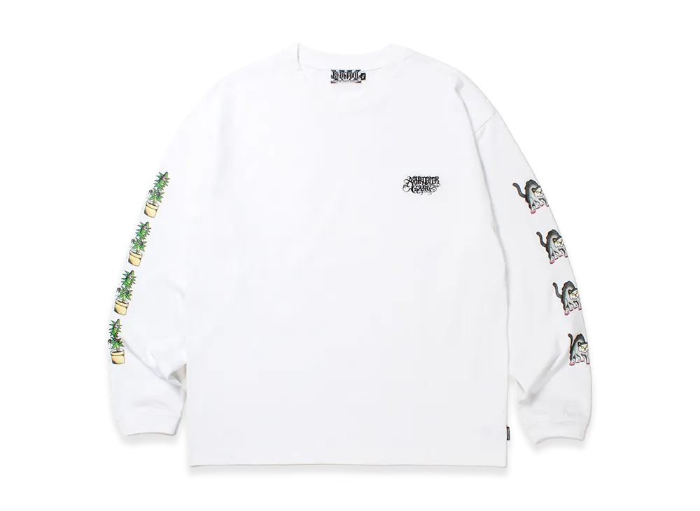 APHRODITEGANG UE The Parlour x Budspool Cat L/S Tee (Type-2) "White/Black"
