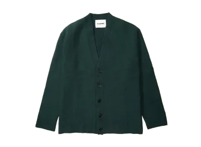 Jil Sander V-Neck Fine Merino Boiled Wool Cardigan "Green"