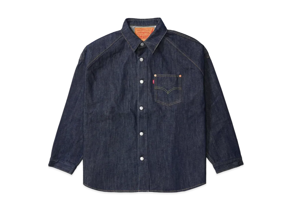 ナイキ ジョーダン x リーバイス 12オンス デニム オーバーシャツジャケット "リンスドインディゴ"