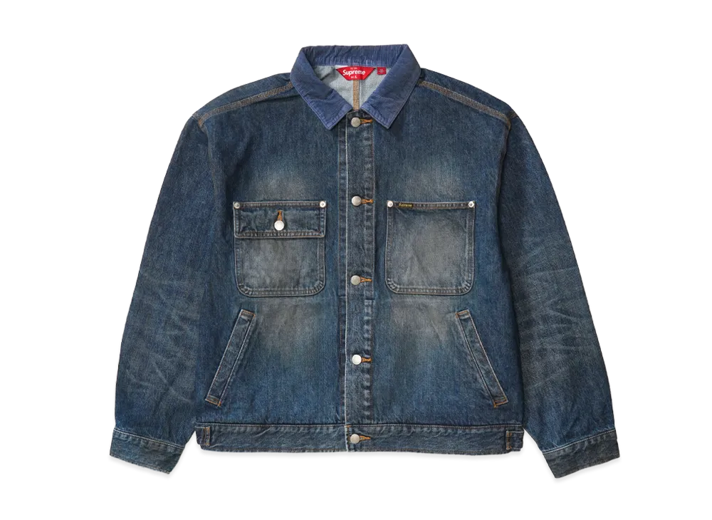 シュプリーム ディストレスト セルビッジ トラッカージャケット (25FW) "ウォッシュドインディゴ"