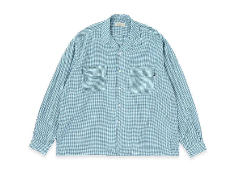 SEDAN ALL-PURPOSE Double Gauze Plaid Open Collar Shirt "Blue/Navy"