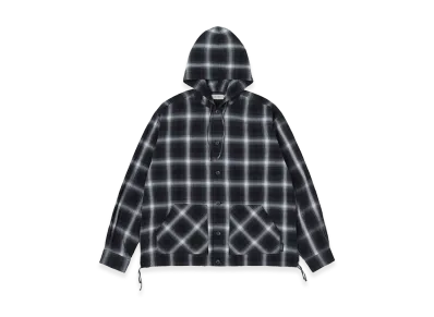 SEDAN ALL-PURPOSE Ombre Plaid Hooded Shirt "Black Plaid"