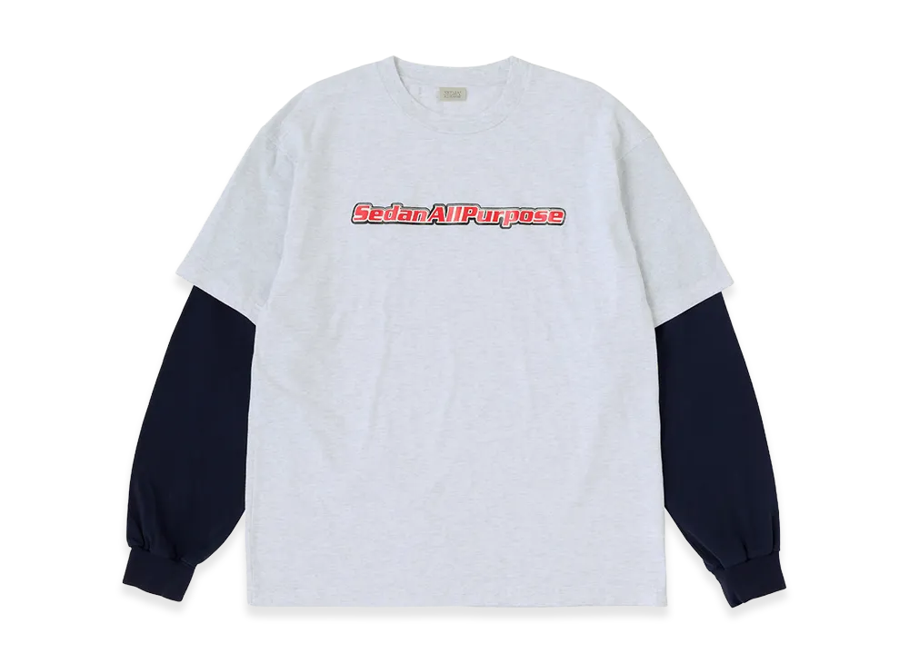 SEDAN ALL-PURPOSE Skate Logo Layered L/S Tee "Ash/Navy"