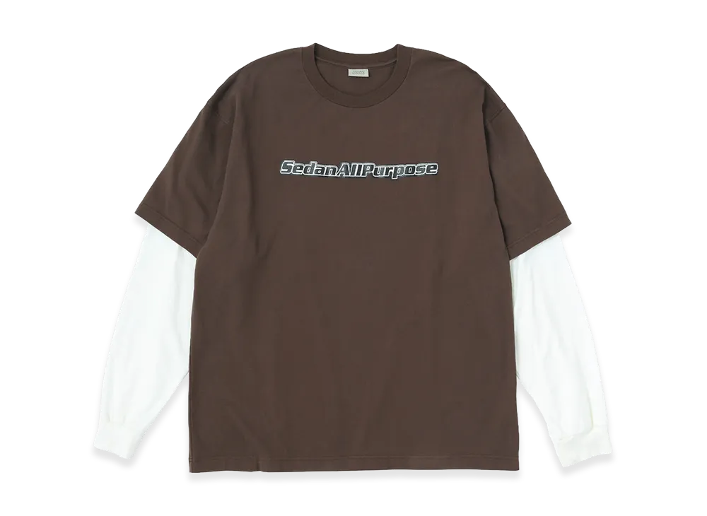 SEDAN ALL-PURPOSE Skate Logo Layered L/S Tee "Brown/Off White"