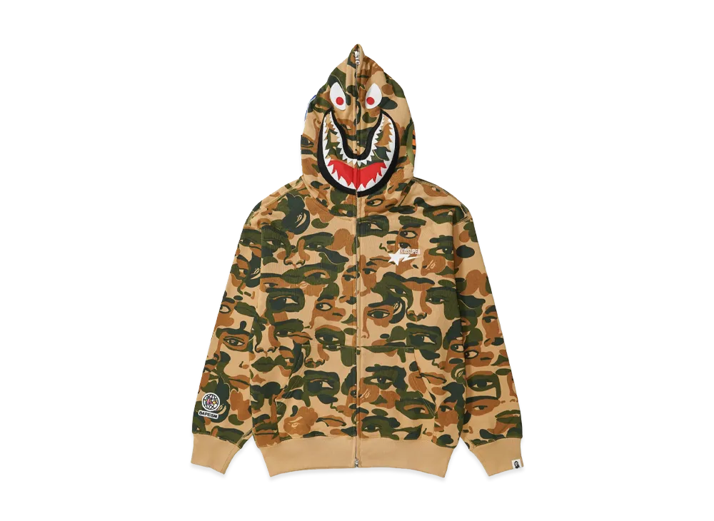 A BATHING APE Bape x Kidsuper Camo Shark Full Zip Hoodie "Green"