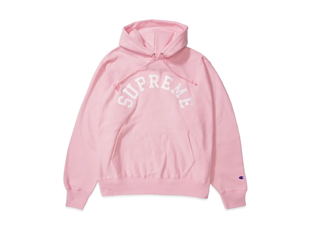 シュプリーム x チャンピオン フード スウェットシャツ "ピンク"