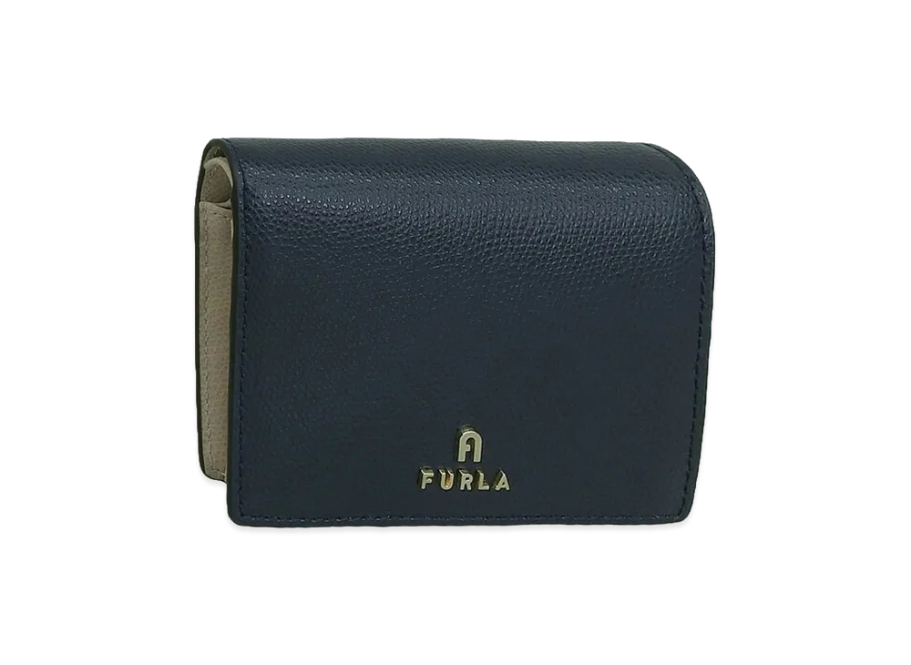 FURLA Camelia S Compact Wallet Bifold Coin "Navy"