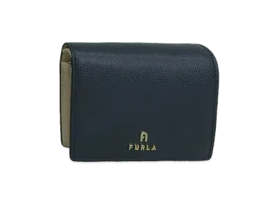 FURLA Camelia S Compact Wallet Bifold Coin "Navy"