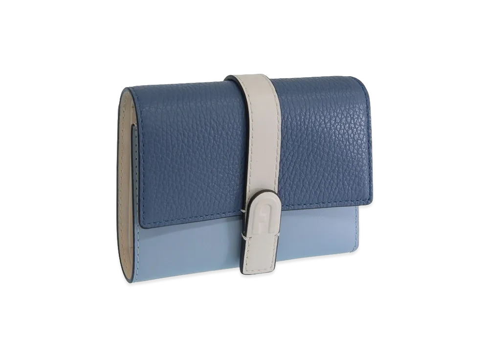 FURLA Grazia Compact Wallet Trifold "Blue"