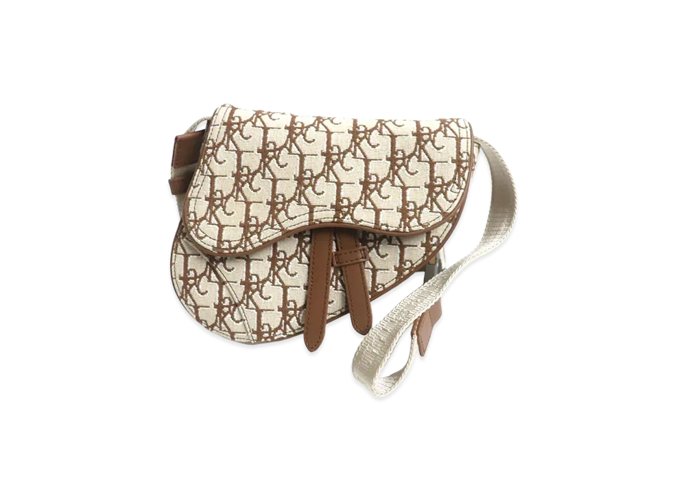 ディオール x カクタス ジャック オブリーク ジャカード ミニ サドル バッグ "コーヒー" 1ADPO022JOD H24E