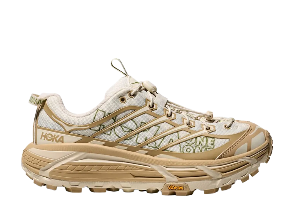 Hoka Mafate Three 2 Wordmark "Khaki/Oat Milk"