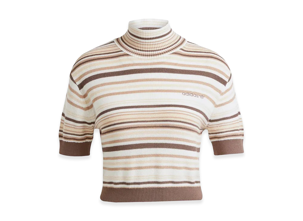 adidas Stripe Cropped Turtleneck "Brown"