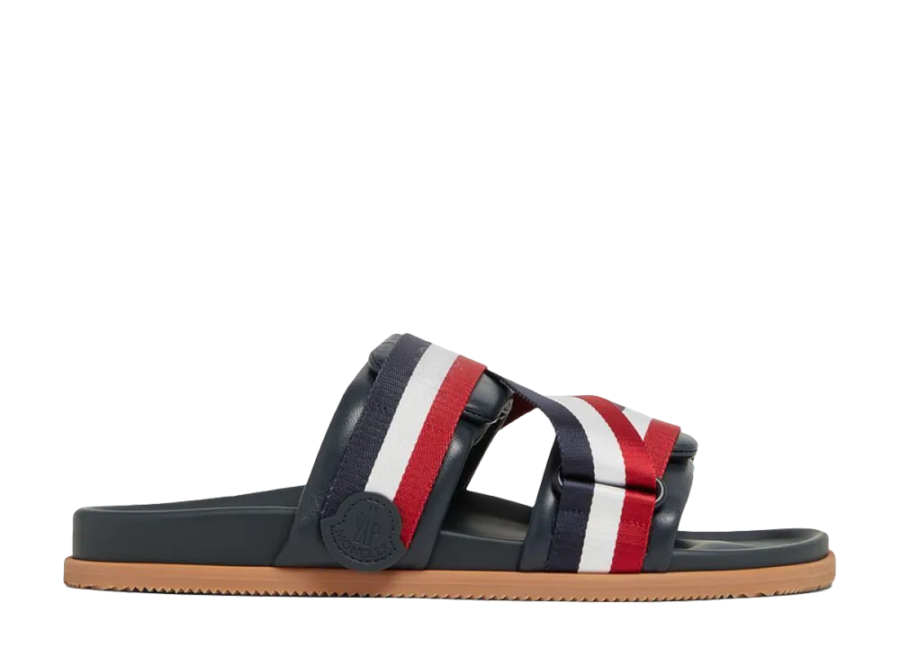 Moncler Mon Summer Leather Slide "Navy"