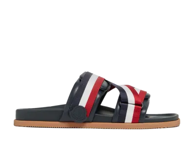 Moncler Mon Summer Leather Slide "Navy"