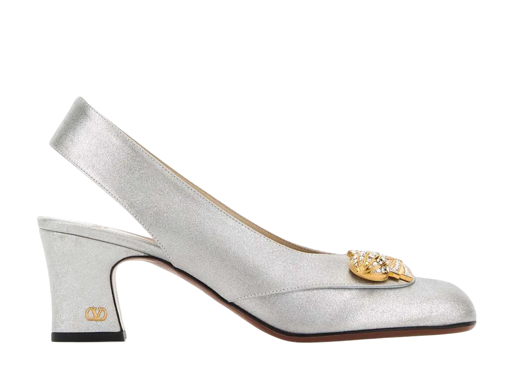 Valentino Garavani Women's Embellished Fabric Adamantine Pumps "Silver"