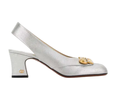 Valentino Garavani Women's Embellished Fabric Adamantine Pumps "Silver"