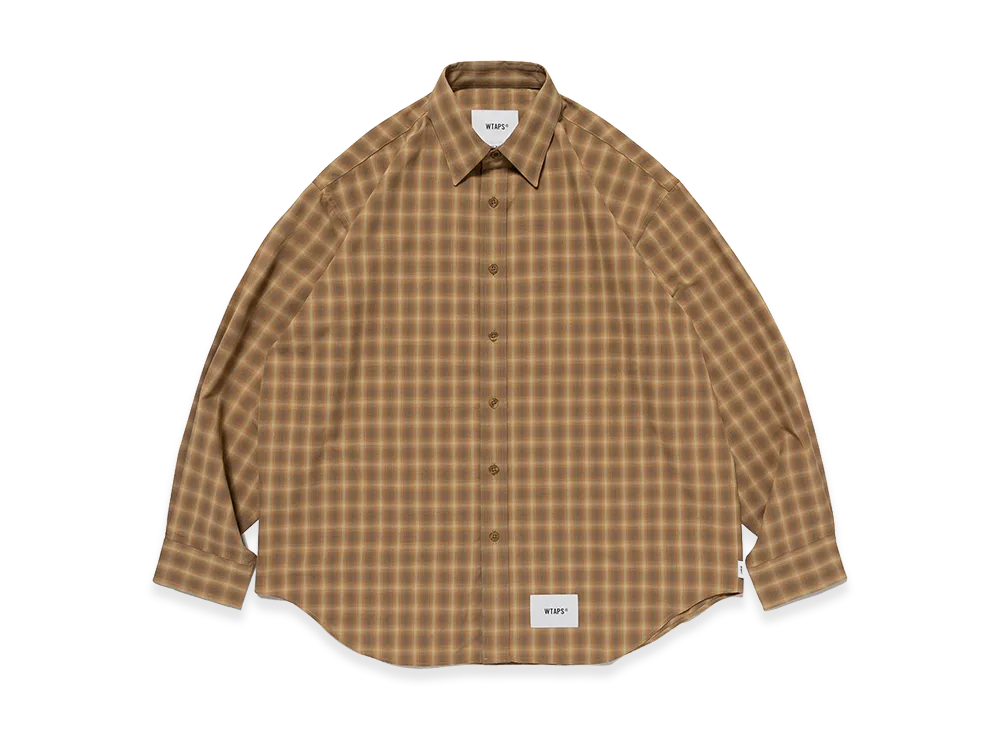 WTAPS Txt 01 / LS / Poly. Broadcloth. Textile. Of "Brown"