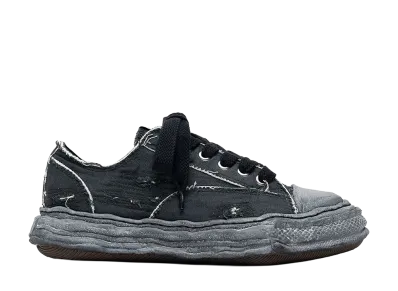 Maison MIHARA YASUHIRO PETERSON23 OG Sole Ripped Overdye Canvas Low-top Sneaker "Black/Black"