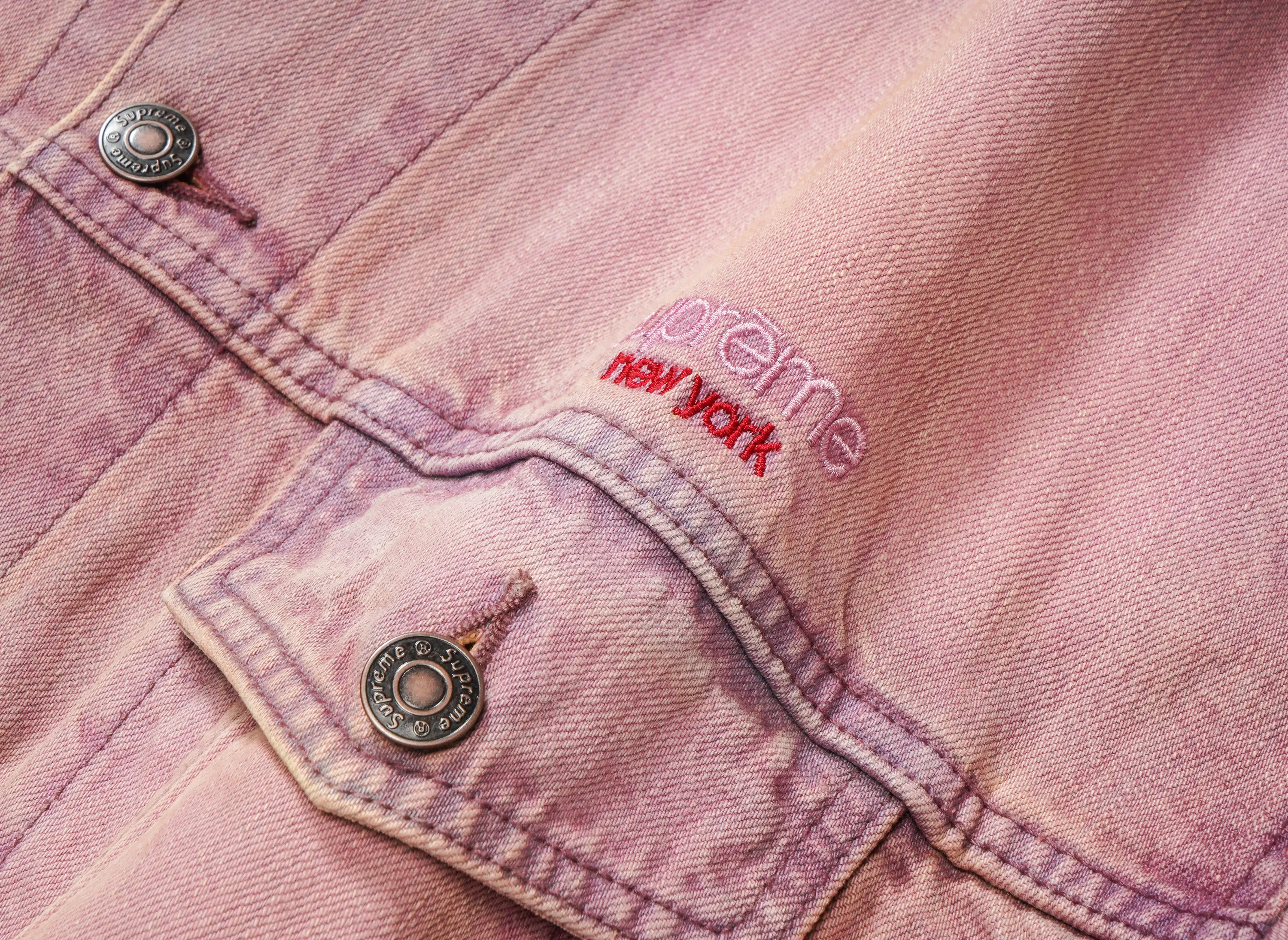 Supreme ジャカードロゴデニムオーバーオール Mサイズ ピンク Supreme Denim Trucker Jacket 