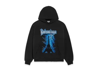 BALENCIAGA Paris Thunderstorm Hoodie Medium Fit "Black"