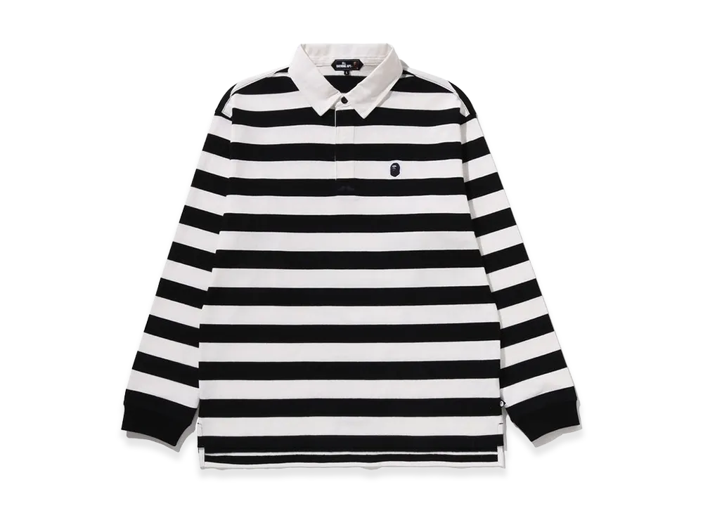 A BATHING APE Colour Blocked Rugby Polo "Black"