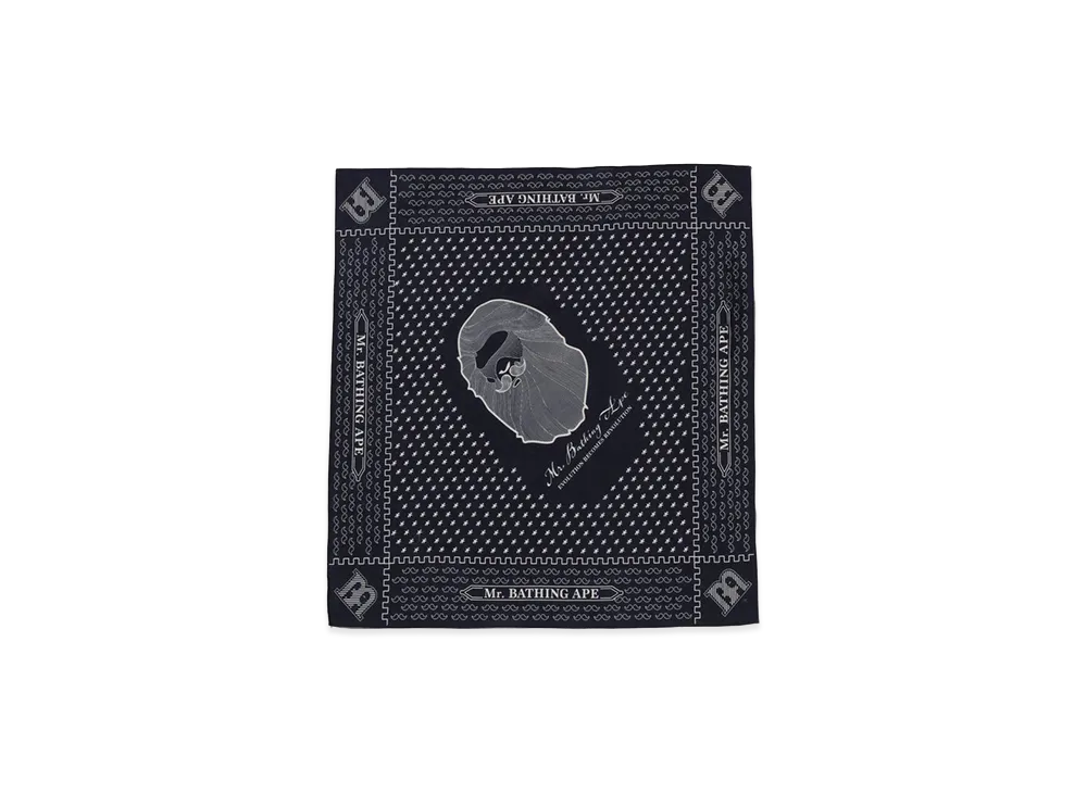 A BATHING APE Cotton Printed Bandana "Navy"