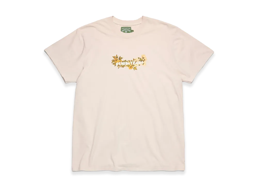 DENIM TEARS Cotton Floral Logo Tee "Tan"