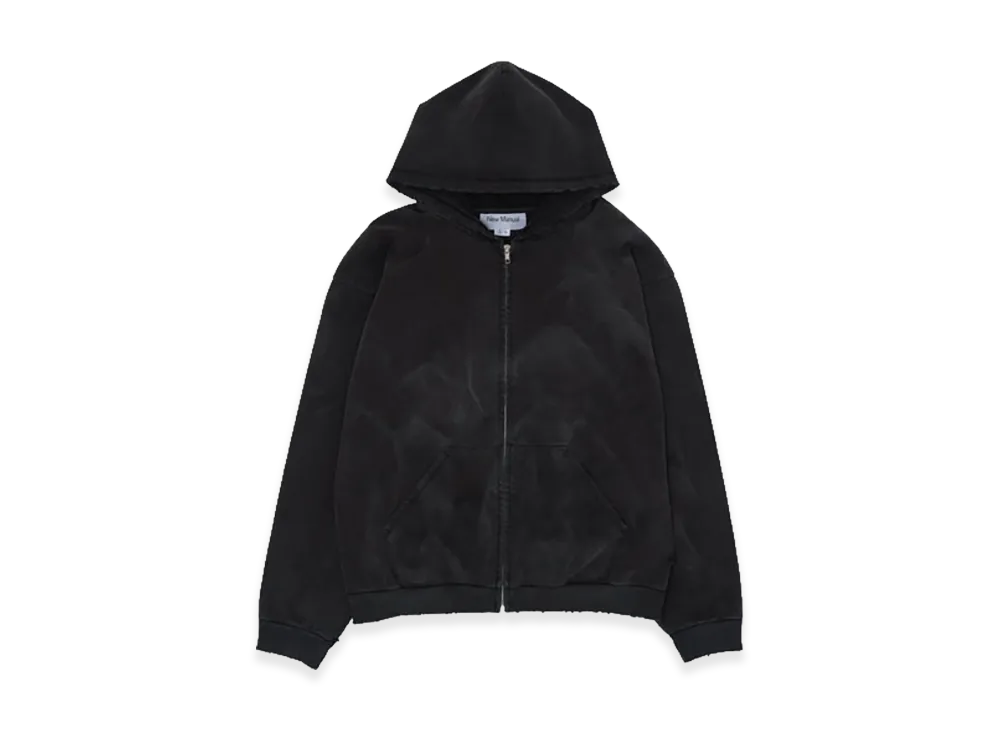 New Manual Vintage Washed Zip Hoodie "Black"