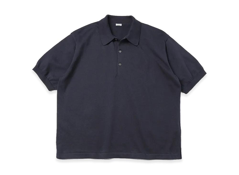 A.PRESSE Cotton Knit S/S Polo Shirts "Navy"