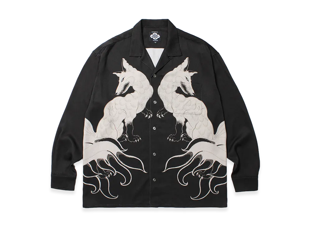 APHRODITEGANG GAKKIN x BUDSPOOL Hakubokuko L/S Hawaiian Shirt "Black"