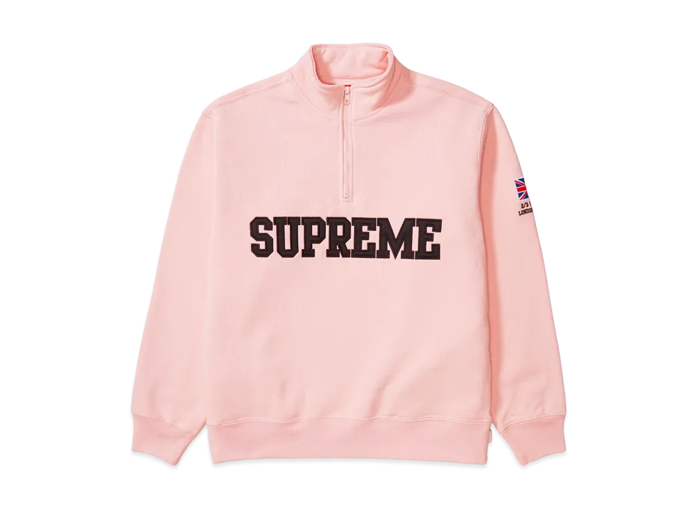 Supreme Shop Flag Half Zip Pullover (London) "Light Pink"