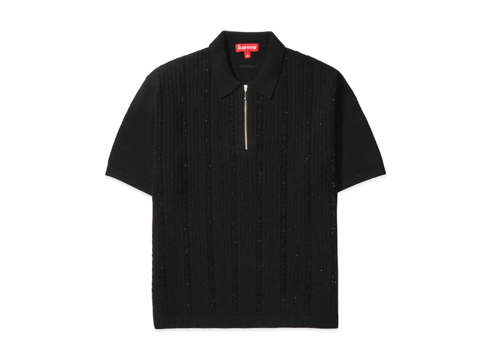 Supreme Beaded Zip Polo "Black"