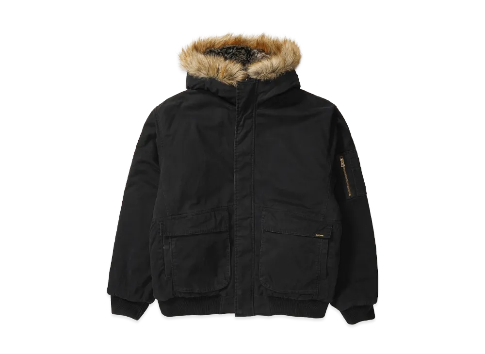 Supreme Reversible Faux Fur Hooded Work Jacket "Black"
