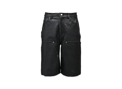 BREATH Grunge Leather Double Knee Shorts "Black"
