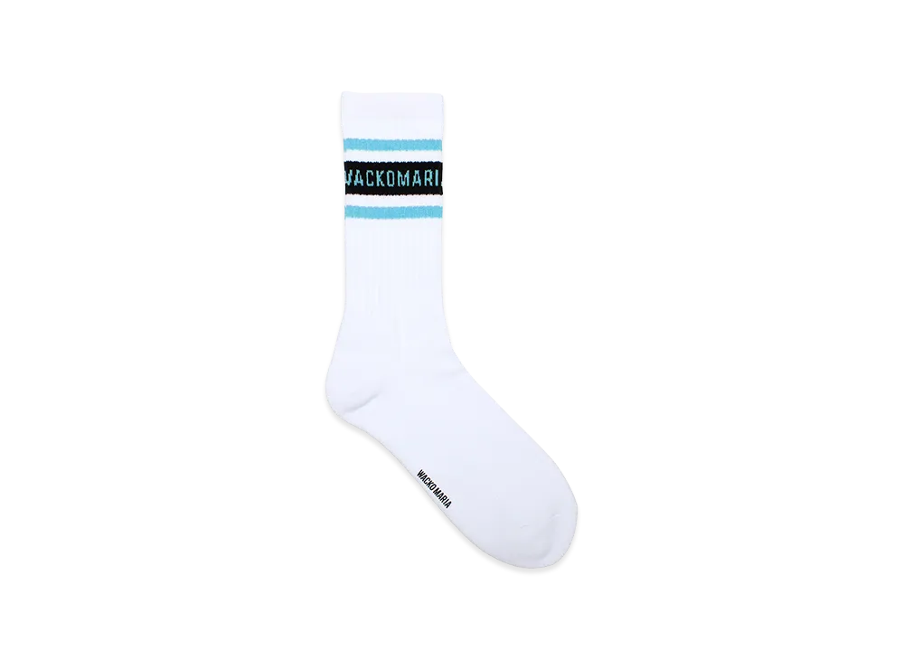 WACKO MARIA Logo Jacquard Socks "White/Blue"