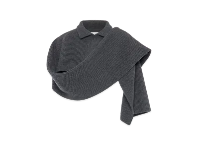Maison Margiela Ribbed Wool Scarf with Collar "Dark Gray"