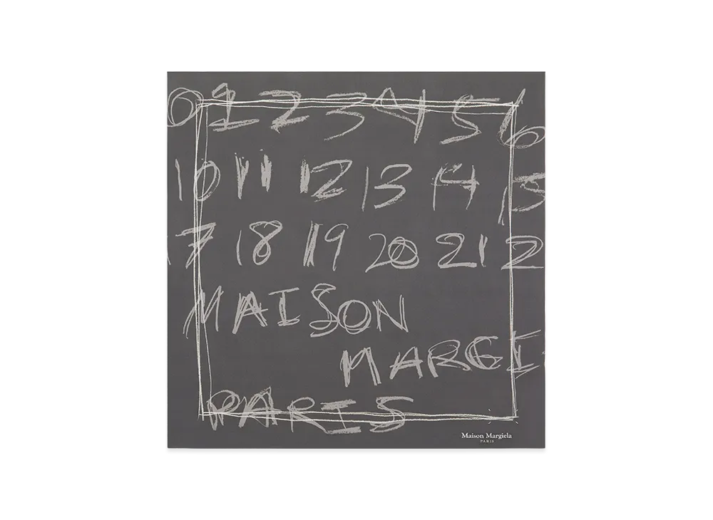 Maison Margiela Numbering Silk Scarf "Dark Gray"