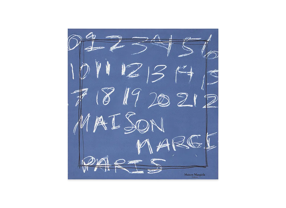 Maison Margiela Numbering Silk Scarf "Dark Blue"