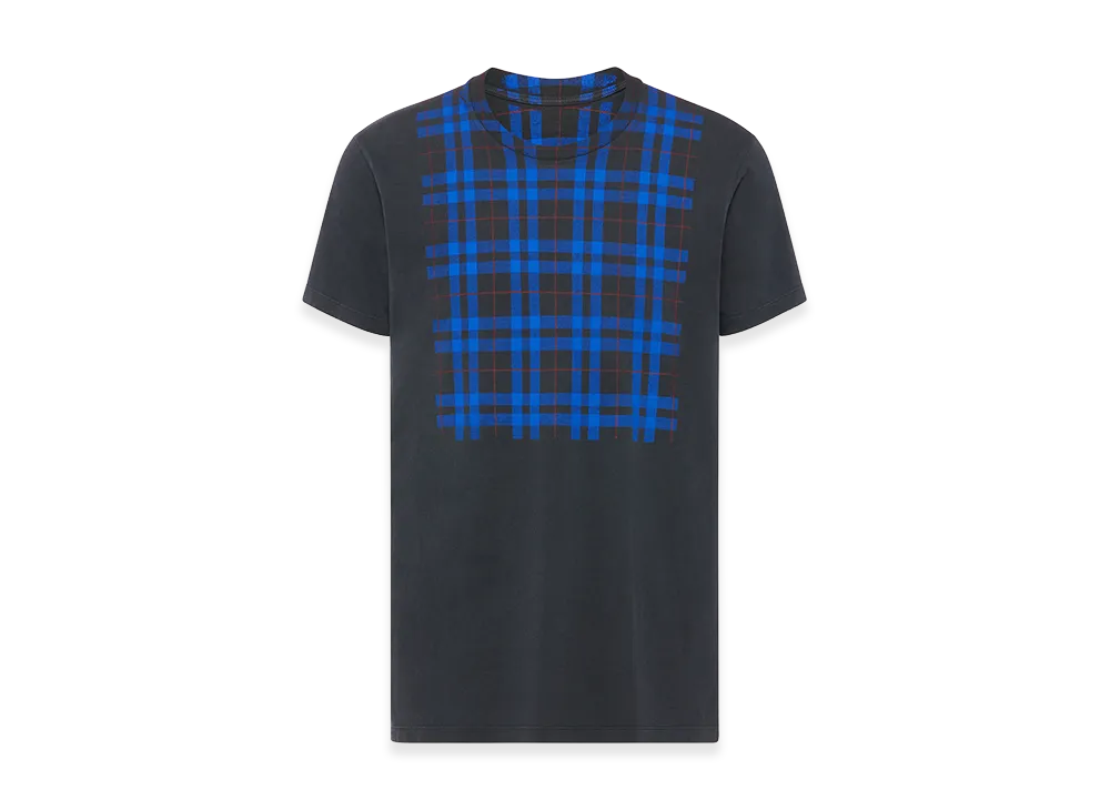 Maison Margiela Check Panel Cotton T-Shirt "Derby Gray"