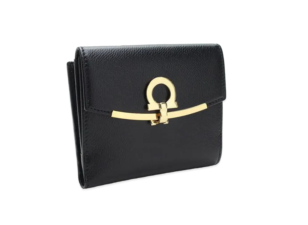 Salvatore Ferragamo Gancini French Wallet "Black"