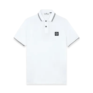 Stone Island 2SC18 Stretch Organic Cotton Pique Slim Fit S/S Polo Shirt - 24FW "White"