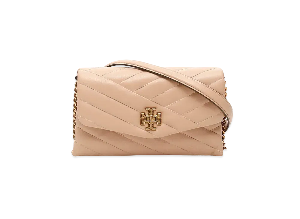 Tory Burch Kira Chevron Chain Wallet "Rainwater/Dark Gold"