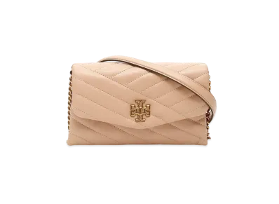 Tory Burch Kira Chevron Chain Wallet "Rainwater/Dark Gold"