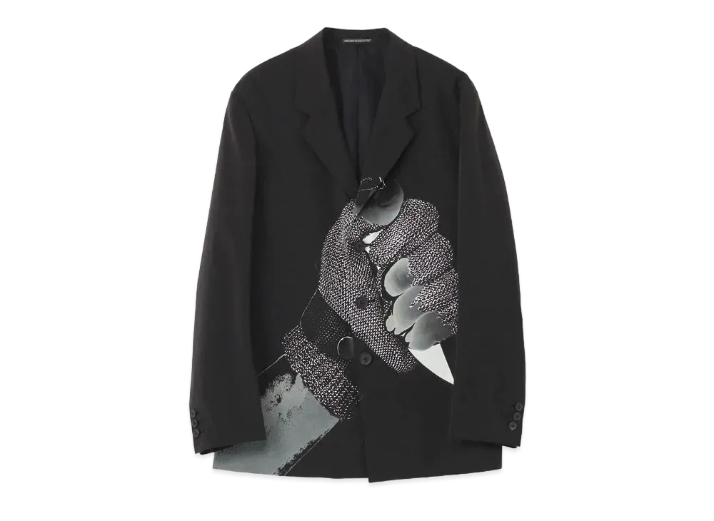 Yohji Yamamoto Pour Homme <PIECE UNIQUE> ORIGINAL PRINT 3BUTTON SINGLE PRINT JACKET "Black"