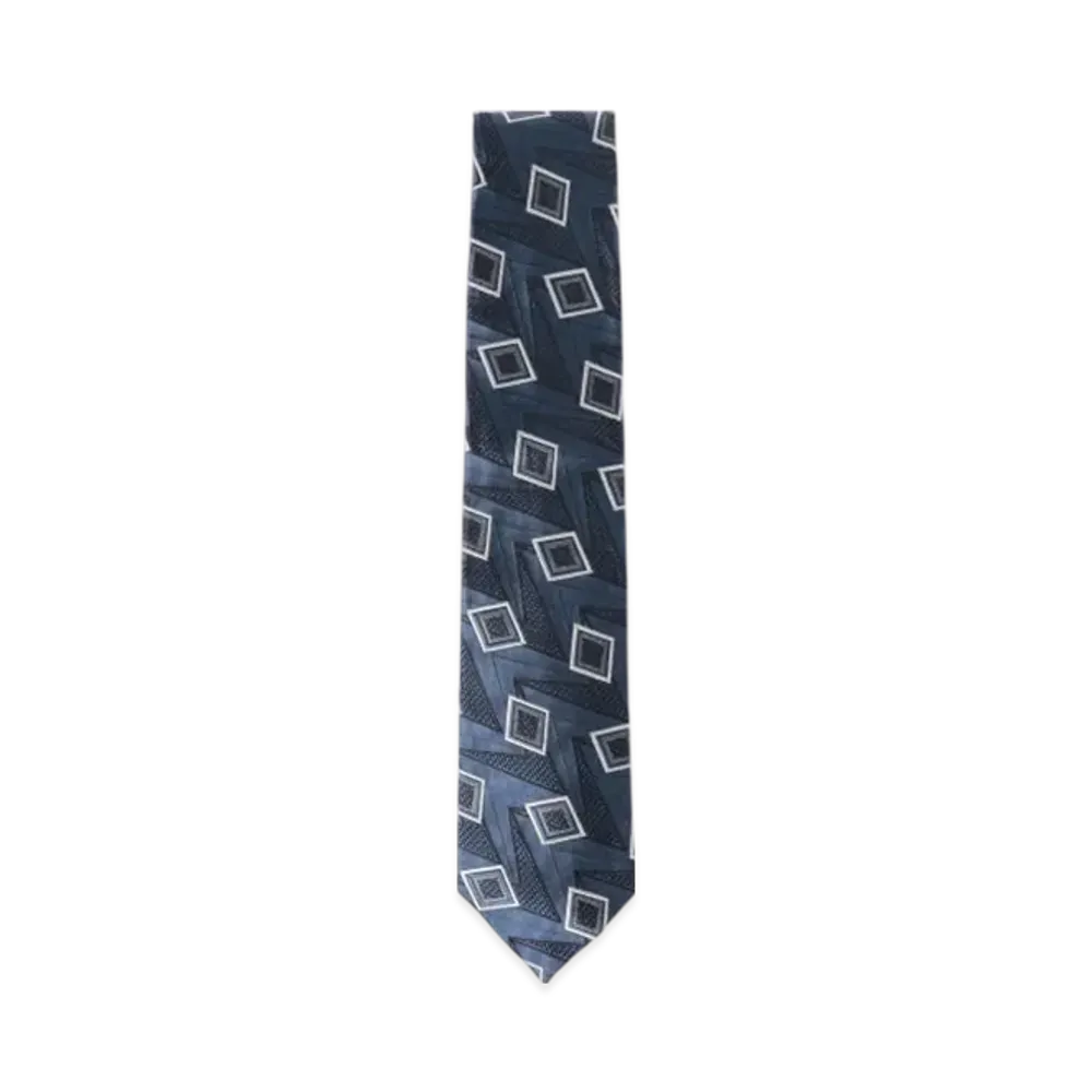 BEAMS Silk Geometric Tie "Blue"