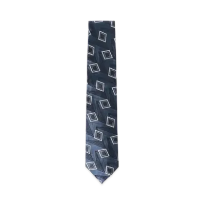 BEAMS Silk Geometric Tie "Blue"