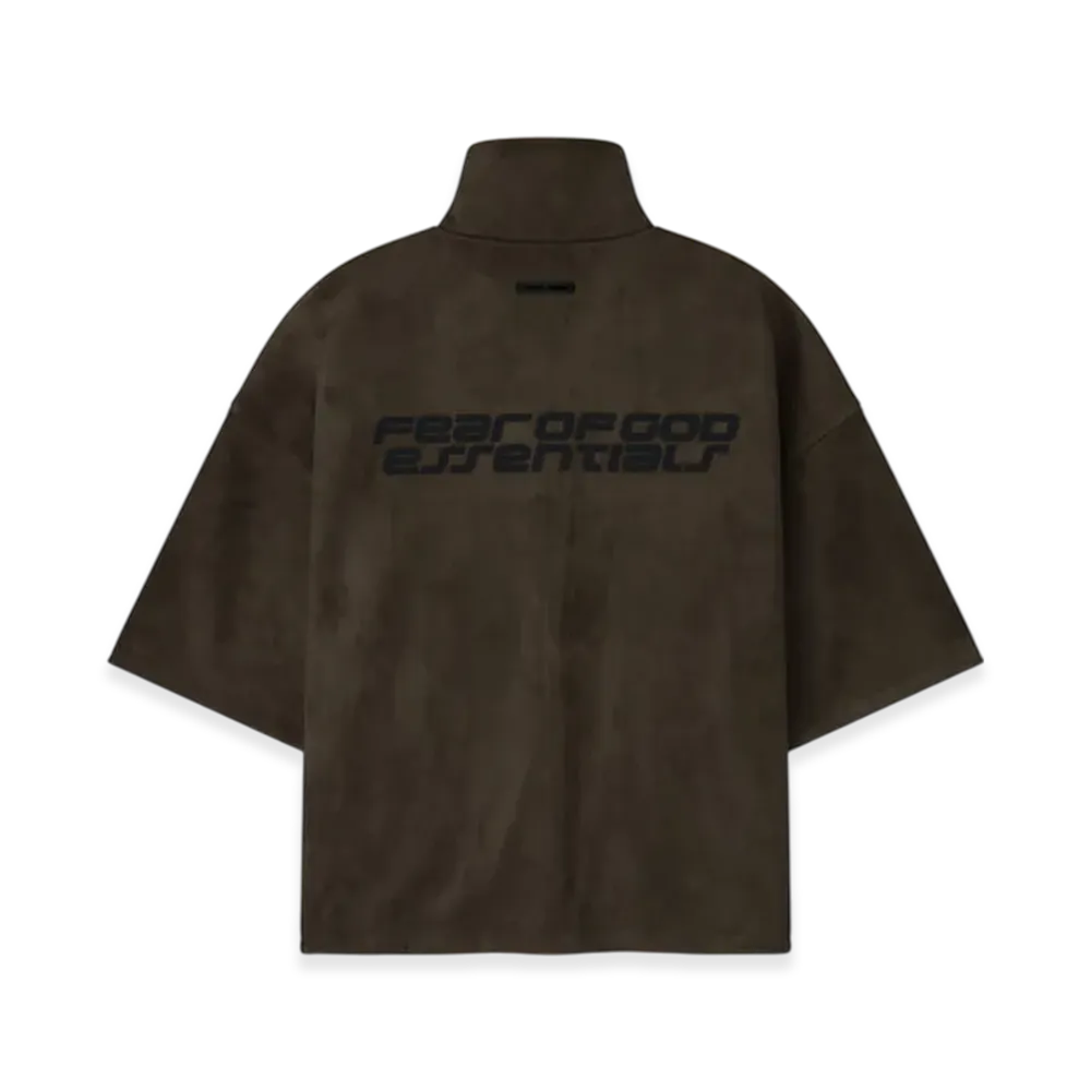 FEAR OF GOD ESSENTIALS Suede Fleece High Neck 3/4 Sleeve Jacket "Brown"