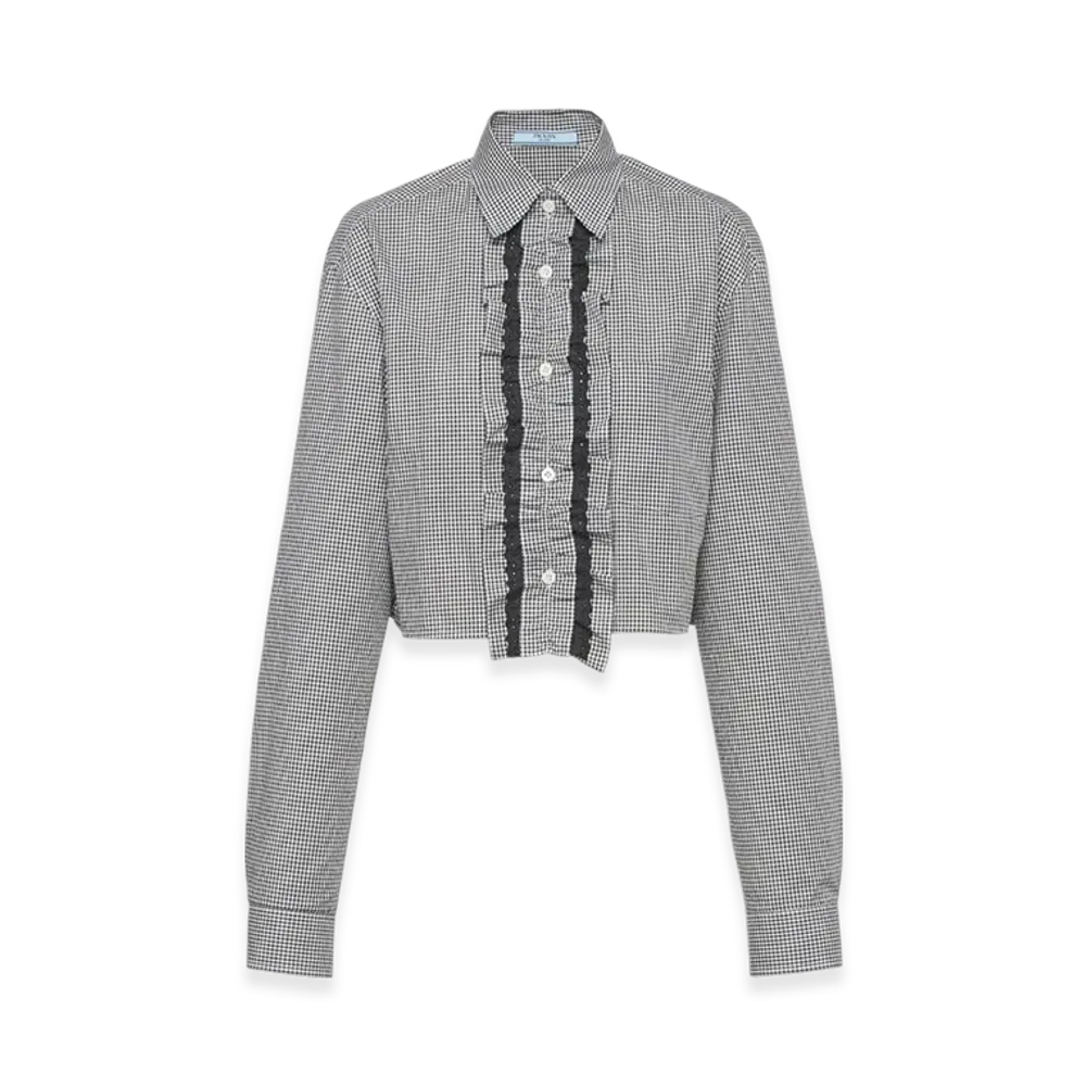 PRADA Women's Gingham Check Shirt "Black"
